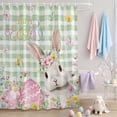 thumbnail image 1 of Shower Curtain for Bathroom Easter Watercolor Floral Bunny Waterproof Bath Curtains Shower Curtains with Hooks,Spring Flower Egg Green Lattice Bathroom Curtain Privacy Drapes for Bathtubs 72x72in, 1 of 9