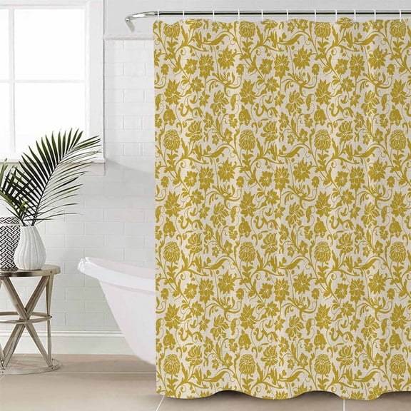 Shower Curtain for Bathroom Farmhouse Yellow Wild FlowerWaterproof Bath Curtains Shower Curtains with Hooks,Country Vintage Linen TextureBathroom Curtain Privacy Drapes for Bathtubs Toilet 36x72in