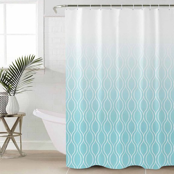 Shower Curtain for Bathroom Light Blue Gradient GridWaterproof Bath Curtains Shower Curtains with Hooks,Abstract GeometricBathroom Curtain Privacy Drapes for Bathtubs Toilet 36x72in