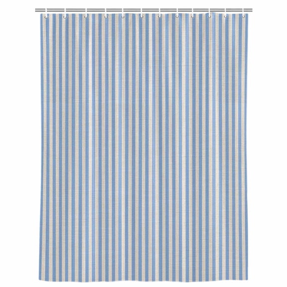 Shower Curtain for Bathroom Modern Blue Striped on Linen Waterproof Bath Curtains Shower Curtains with Hooks,Vintage Vertical Stripes Bathroom Curtain Privacy Drapes for Bathtubs Toilet 72x72in