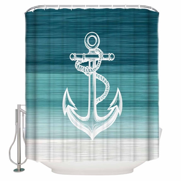 Shower Curtain for Bathroom Modern Nautical Anchor SketchWaterproof Bath Curtains Shower Curtains with Hooks,Abstract Teal Gradient TextureBathroom Curtain Privacy Drapes for Bathtubs Toilet 72x72in