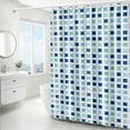 thumbnail image 1 of Shower Curtain Bathroom, Modern Water-resistant Plastic Shower Curtain with Weighted Hem and Rings, Blue Patterned Fabric for Wet Room or Room Divider, Topliu, 1 of 9