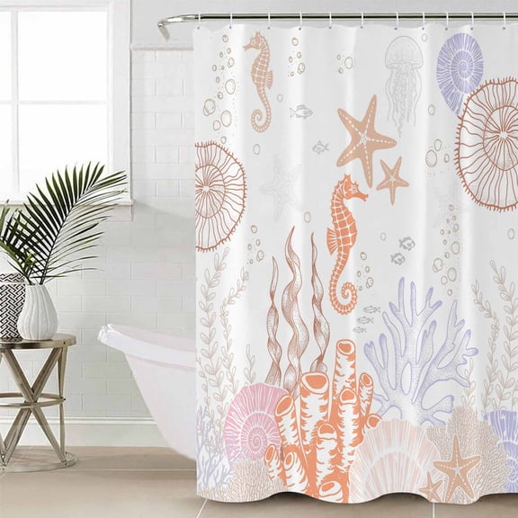 Shower Curtain for Bathroom Ocean Seahorse Coral StarfishWaterproof Bath Curtains Shower Curtains with Hooks,Abstract Marine LifeBathroom Curtain Privacy Drapes for Bathtubs Toilet 36x72in