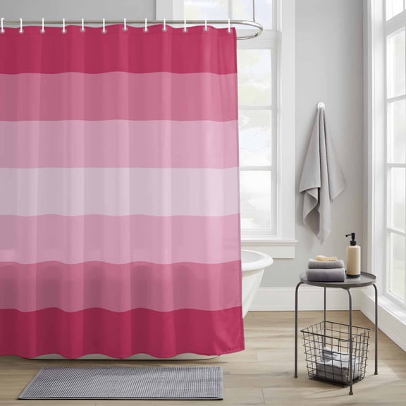 Shower Curtain for Bathroom Pink Gradient Stripe Texture Waterproof Bath Curtains Shower Curtains with Hooks,Minimalist Modern Color Art Bathroom Curtain Privacy Drapes for Bathtubs Toilet 36x72in
