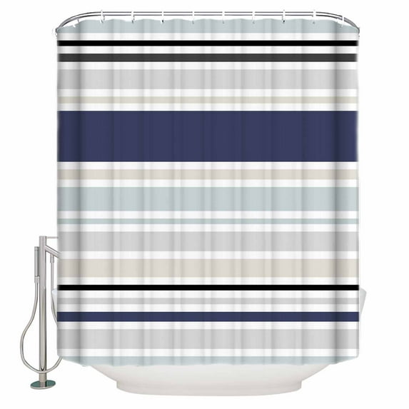 Shower Curtain Bathroom Set Abstract Geometric Stripes Waterproof Fabric Shower Curtains with Grommets&Hooks Simple Minimalist Art Privacy Bath Curtain for Bathtub 36x72in