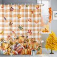 thumbnail image 1 of Shower Curtain Bathroom Set Autumn Maple Leaves Thanksgiving Pumpkin Waterproof Fabric Shower Curtains with Grommets&Hooks Fall Plaid Privacy Bath Curtain for Bathtub 36x72in, 1 of 7