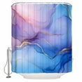 thumbnail image 1 of Shower Curtain Bathroom Set Blue Gradient Abstract Marble Waterproof Fabric Shower Curtains with Grommets&Hooks Gold Foil Stripe Privacy Bath Curtain for Bathtub 36x72in, 1 of 7