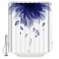 thumbnail image 1 of Shower Curtain Bathroom Set Blue Gradient Flower on White Waterproof Fabric Shower Curtains with Grommets&Hooks Abstract Floral Privacy Bath Curtain for Bathtub 60x72in, 1 of 7
