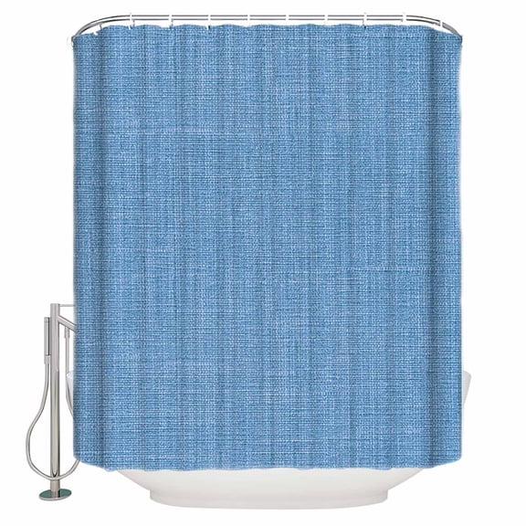 Shower Curtain Bathroom Set Blue Vintage Linen Waterproof Fabric Shower Curtains with Grommets&Hooks Minimalist Style Privacy Bath Curtain for Bathtub 72x72in