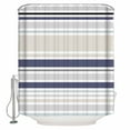 thumbnail image 1 of Shower Curtain Bathroom Set Classic Stripes Retro Waterproof Fabric Shower Curtains with Grommets&Hooks Blue Beige White Privacy Bath Curtain for Bathtub 36x72in, 1 of 7