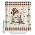 thumbnail image 1 of Shower Curtain Bathroom Set Coffee Dwarf Brown Buffalo Plaid Waterproof Fabric Shower Curtains with Grommets&Hooks Retro Linen Privacy Bath Curtain for Bathtub 36x72in, 1 of 7