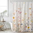 thumbnail image 1 of Shower Curtain Bathroom Set Country Colorful Flower Leaves on Vintage Waterproof Fabric Shower Curtains with Grommets&Hooks, Summer Floral Privacy Bath Curtain for Bathtub 60x72in, 1 of 9