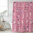 thumbnail image 1 of Shower Curtain Bathroom Set Cute Cartoon Pig Pink Buffalo Plaid Waterproof Fabric Shower Curtains with Grommets&Hooks, Happy Children's Day Privacy Bath Curtain for Bathtub 48x72in, 1 of 9