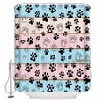 thumbnail image 1 of Shower Curtain Bathroom Set Dog Paw on Colorful Wooden Texture Waterproof Fabric Shower Curtains with Grommets&Hooks Vintage Farmhouse Privacy Bath Curtain for Bathtub 72x72in, 1 of 7