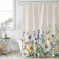 thumbnail image 1 of Shower Curtain Bathroom Set Farm Daisy Floral Eucalyptus Leaves Waterproof Fabric Shower Curtains with Grommets&Hooks, Summer Flower Vintage Linen Privacy Bath Curtain for Bathtub 60x72in, 1 of 9