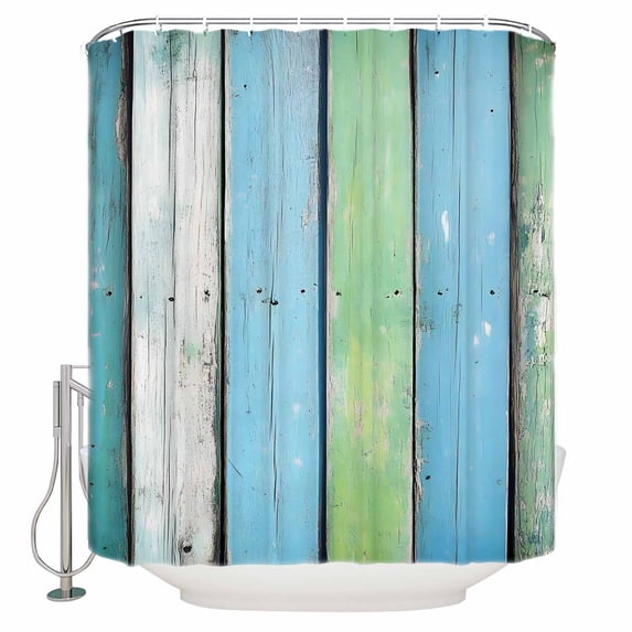 Shower Curtain Bathroom Set Farmhouse Gradient Wood Board Waterproof Fabric Shower Curtains with Grommets&Hooks Farm Vintage Wooden Privacy Bath Curtain for Bathtub 36x72in