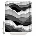 thumbnail image 1 of Shower Curtain Bathroom Set Gradient Grey Black Ocean Wave Waterproof Fabric Shower Curtains with Grommets&Hooks Summer Abstract Lines Privacy Bath Curtain for Bathtub 36x72in, 1 of 7