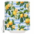 thumbnail image 1 of Shower Curtain Bathroom Set Lemon Green Leaves Watercolor Waterproof Fabric Shower Curtains with Grommets&Hooks Summer Flower Blue Stripe Privacy Bath Curtain for Bathtub 48x72in, 1 of 7
