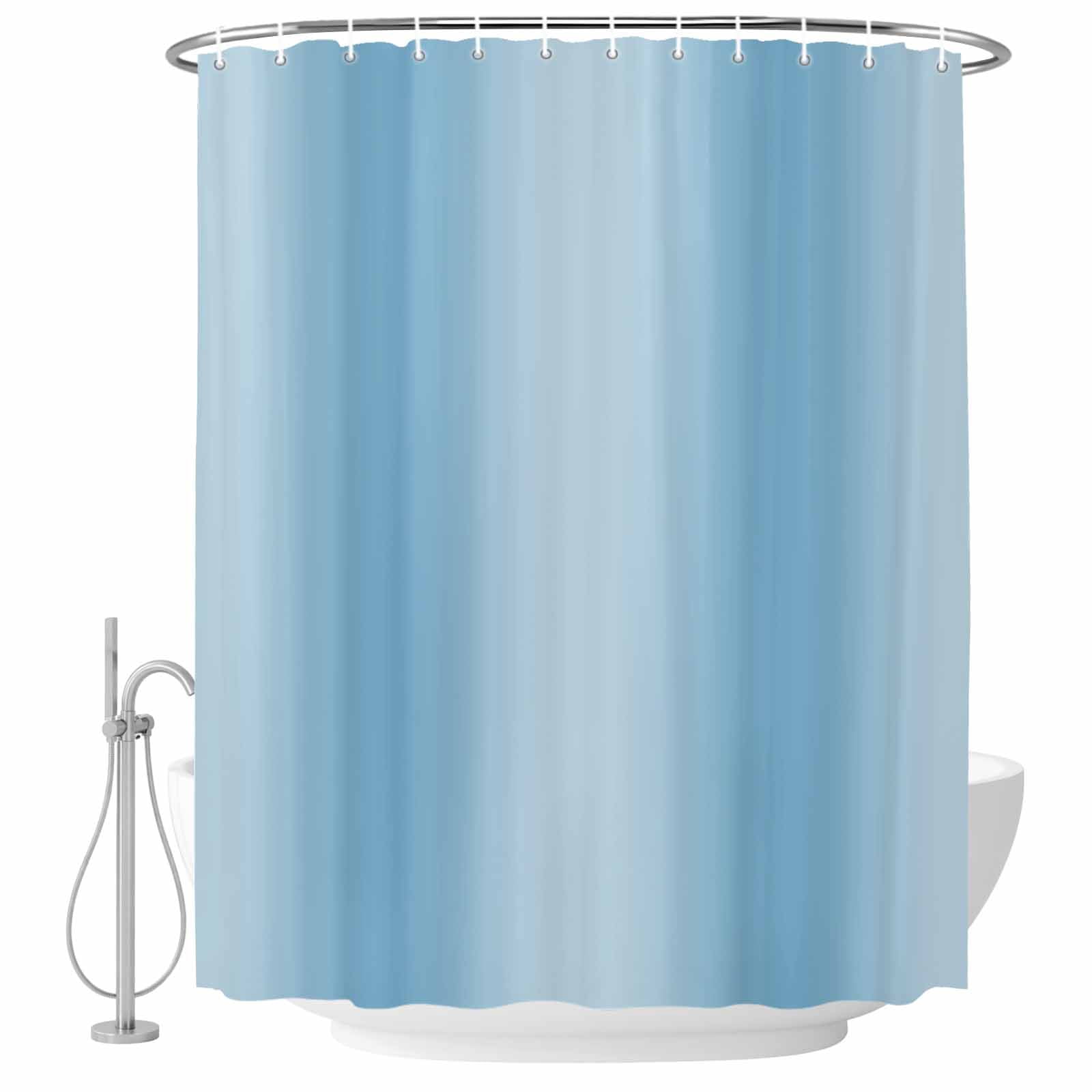 Shower Curtain Bathroom Set Minimalist Light Blue Gradient Texture Waterproof Fabric Shower Curtains with Grommets&Hooks, Modern Monochrome Art Privacy Bath Curtain for Bathtub 72x72in