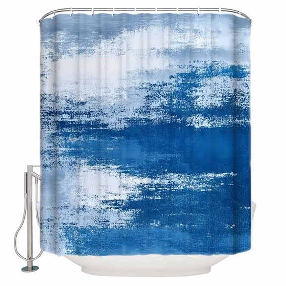Shower Curtain Bathroom Set Modern Omber Blue Art Oil Panting Waterproof Fabric Shower Curtains with Grommets&Hooks Summer Cerulean Sky Privacy Bath Curtain for Bathtub 48x72in