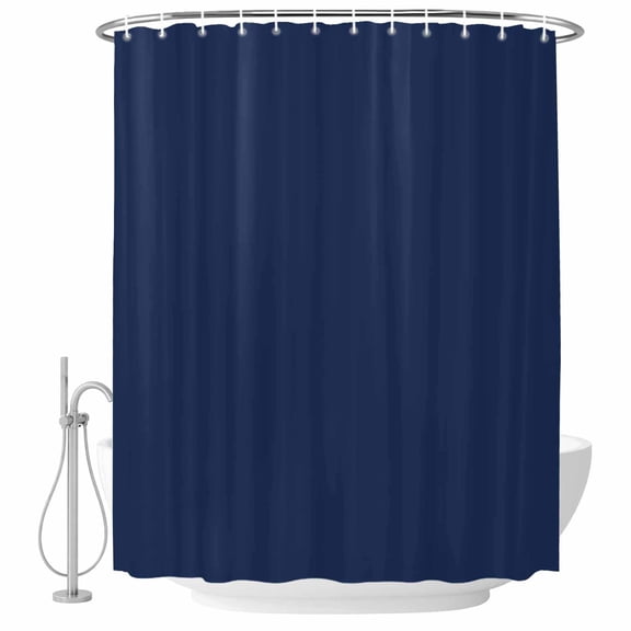 Shower Curtain Bathroom Set Modern Solid Color Navy Blue Waterproof Fabric Shower Curtains with Grommets&Hooks, Minimalist Pure Bleu Marine Privacy Bath Curtain for Bathtub 36x72in