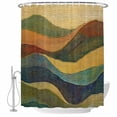 thumbnail image 1 of Shower Curtain Bathroom Set Mountain Abstract Geometric Waterproof Fabric Shower Curtains with Grommets&Hooks, Retro Style Privacy Bath Curtain for Bathtub 72x72in, 1 of 9