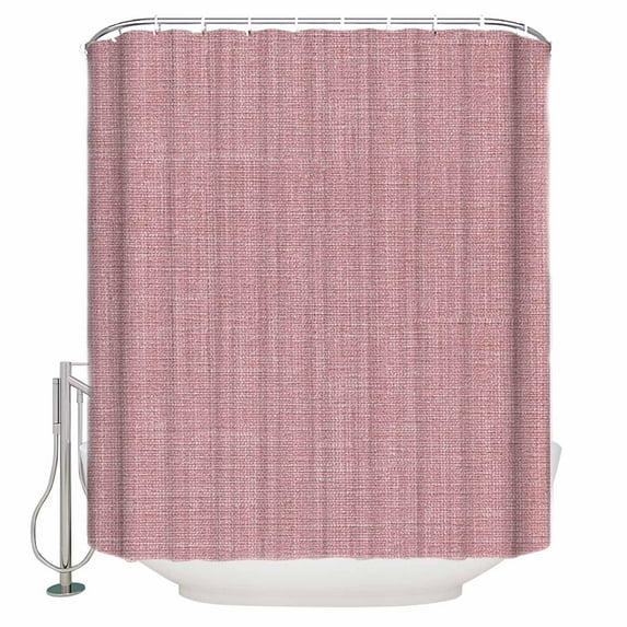 Shower Curtain Bathroom Set Naked Pink Solid Color Waterproof Fabric Shower Curtains with Grommets&Hooks Vintage Linen Privacy Bath Curtain for Bathtub 36x72in