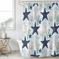 thumbnail image 1 of Shower Curtain Bathroom Set Nautical Starfish Seahorse Seashell Waterproof Fabric Shower Curtains with Grommets&Hooks, Marine Life Pattern Privacy Bath Curtain for Bathtub 48x72in, 1 of 9