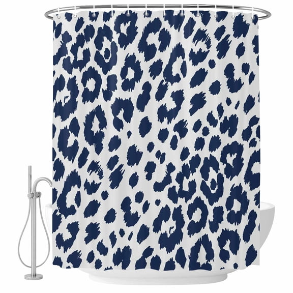 Shower Curtain Bathroom Set Navy Blue Leopard Abstract Waterproof Fabric Shower Curtains with Grommets&Hooks, Modern Minimalist Art Privacy Bath Curtain for Bathtub 36x72in