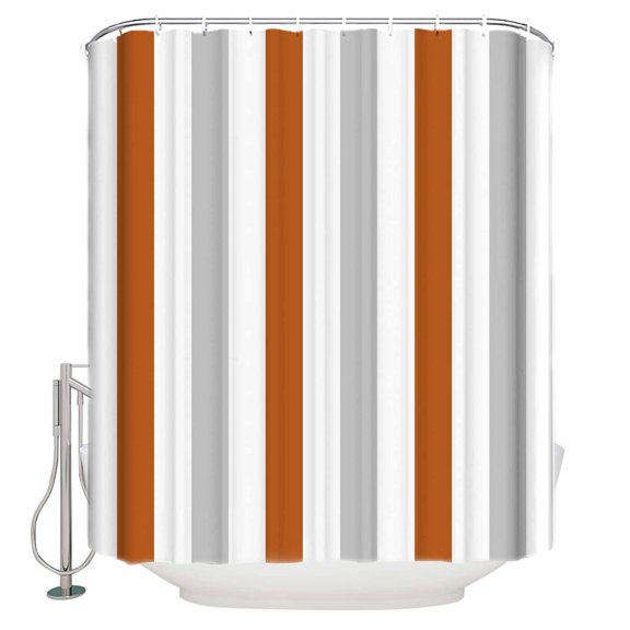 Shower Curtain Bathroom Set Orange Grey Stripes Waterproof Fabric Shower Curtains with Grommets&Hooks Abstract Geometric Simple Style Privacy Bath Curtain for Bathtub 36x72in