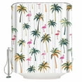 thumbnail image 1 of Shower Curtain Bathroom Set Pink Flamingo Palm Trees on White Waterproof Fabric Shower Curtains with Grommets&Hooks Summer Beach Privacy Bath Curtain for Bathtub 72x84in, 1 of 7