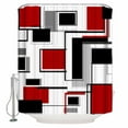 thumbnail image 1 of Shower Curtain Bathroom Set Red Geometric Abstract Color Block Waterproof Fabric Shower Curtains with Grommets&Hooks Irregular Stripe Gray Gradient Privacy Bath Curtain for Bathtub 36x72in, 1 of 7