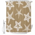 thumbnail image 1 of Shower Curtain Bathroom Set Retro Brown Starfish on Linen Waterproof Fabric Shower Curtains with Grommets&Hooks, Underwater World Privacy Bath Curtain for Bathtub 72x72in, 1 of 9
