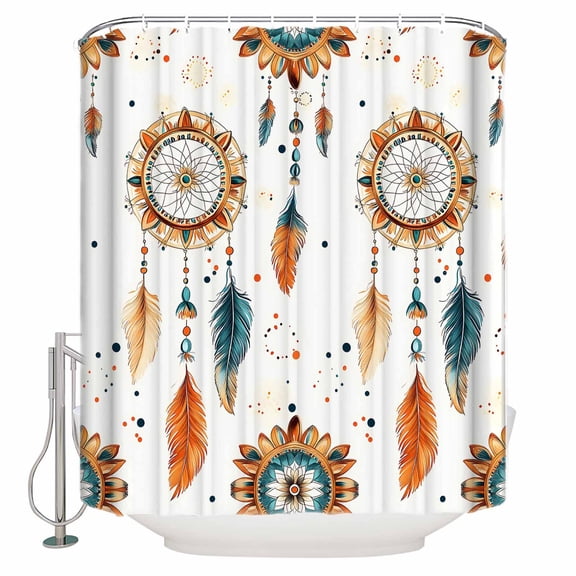 Shower Curtain Bathroom Set Retro Indian Totem Waterproof Fabric Shower Curtains with Grommets&Hooks Abstract Ancient Patterns Privacy Bath Curtain for Bathtub 48x72in