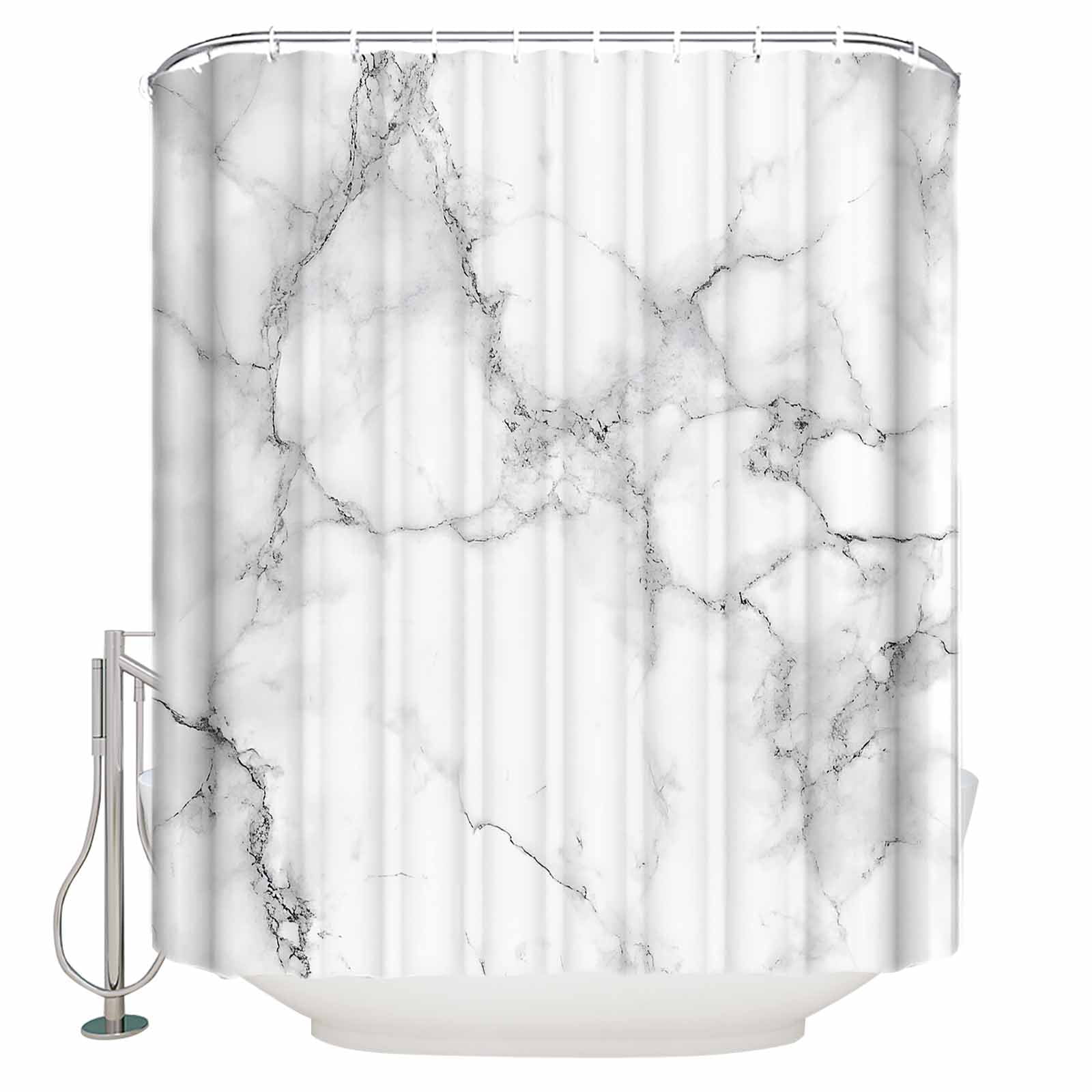 Shower Curtain Bathroom Set Simple White Black Marble Texture Waterproof Fabric Shower Curtains with Grommets&Hooks Modern Abstract Art Privacy Bath Curtain for Bathtub 72x84in