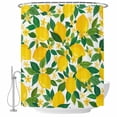 thumbnail image 1 of Shower Curtain Bathroom Set Summer Lemon Green Botanical Waterproof Fabric Shower Curtains with Grommets&Hooks, Watercolor Yellow Lemons Privacy Bath Curtain for Bathtub 36x72in, 1 of 9