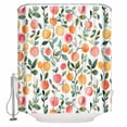 thumbnail image 1 of Shower Curtain Bathroom Set Summer Watercolor Peach Orange Leaf Waterproof Fabric Shower Curtains with Grommets&Hooks Farmhouse Fruit Plant Privacy Bath Curtain for Bathtub 36x72in, 1 of 7