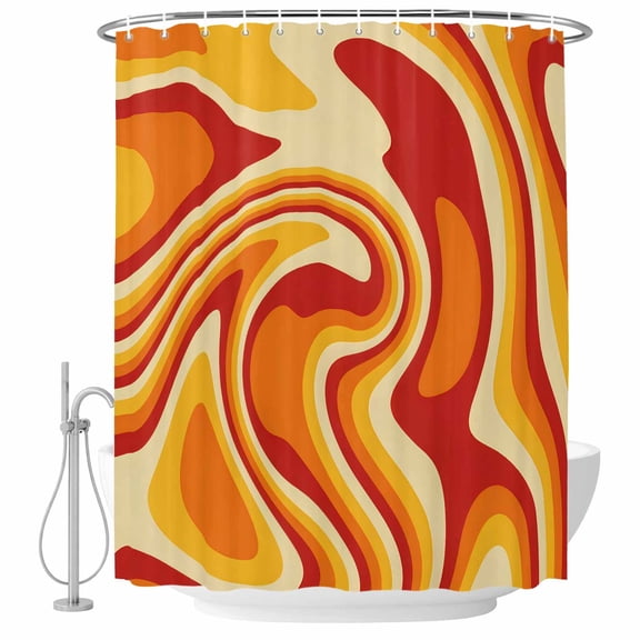Shower Curtain Bathroom Set Vector Psychedelic Groovy Back Waterproof Fabric Shower Curtains with Grommets&Hooks, Colorful Modern Abstract Liquid Art Privacy Bath Curtain for Bathtub 36x72in