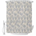 thumbnail image 1 of Shower Curtain Bathroom Set Watercolor Blue Herb Leaves Waterproof Fabric Shower Curtains with Grommets&Hooks, Country Vintage Linen Privacy Bath Curtain for Bathtub 36x72in, 1 of 9