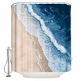 thumbnail image 1 of Shower Curtain Bathroom Set Watercolor Modern Seaside Beach Waterproof Fabric Shower Curtains with Grommets&Hooks Sea Wave Gradient Art Privacy Bath Curtain for Bathtub 36x72in, 1 of 7