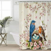 Shower Curtain for Bathroom Spring Bird NestsWaterproof Bath Curtains Shower Curtains with Hooks,Retro Country Flowers ArtBathroom Curtain Privacy Drapes for Bathtubs Toilet 36x72in