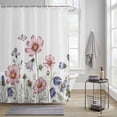 thumbnail image 1 of Shower Curtain for Bathroom Spring Farm Flowers Leaves Butterfly Waterproof Bath Curtains Shower Curtains with Hooks,Pink Green Plants on White Bathroom Curtain Privacy Drapes for Bathtubs 36x72in, 1 of 9