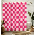 thumbnail image 1 of Shower Curtain for Bathroom Stall Boho Modern Cute Aesthetic Decorative Girly Waterproof Unique Pink Checkered Plaid Girls Chic Print Design Teen Pretty Women Bathtub 54"W x 78"L (Pack of 1), 1 of 6