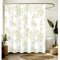 thumbnail image 1 of Shower Curtain for Bathroom Stall Boho Modern Cute Aesthetic Decorative Girly Waterproof Unique White and Gold Rose Girls Flower Design Teen Pretty Women Cortinas de Baño Bathtub 72 x72 Inch, 1 of 6
