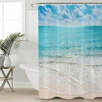 Shower Curtain for Bathroom Summer Beach Blue Ocean WavesWaterproof Bath Curtains Shower Curtains with Hooks,Coastal Nautical StyleBathroom Curtain Privacy Drapes for Bathtubs Toilet 36x72in