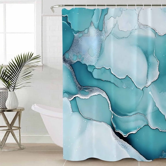 Shower Curtain for Bathroom Vintage Gradient Teal MarbleWaterproof Bath Curtains Shower Curtains with Hooks,Abstract Watercolor TextureBathroom Curtain Privacy Drapes for Bathtubs Toilet 36x72in