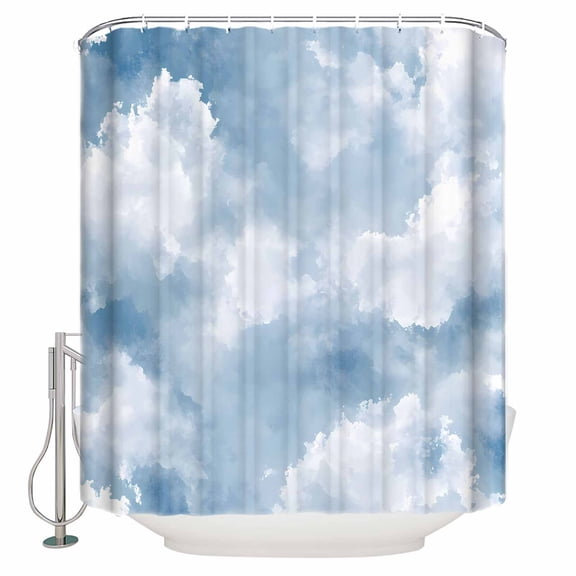 Shower Curtain for Bathroom Watercolor White CloudWaterproof Bath Curtains Shower Curtains with Hooks,Pastoral Sky SceneryBathroom Curtain Privacy Drapes for Bathtubs Toilet 72x72in