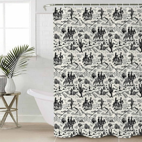 Shower Curtain for Bathroom Western Cowboys Abstract CactusWaterproof Bath Curtains Shower Curtains with Hooks,Desert Theme VintageBathroom Curtain Privacy Drapes for Bathtubs Toilet 36x72in