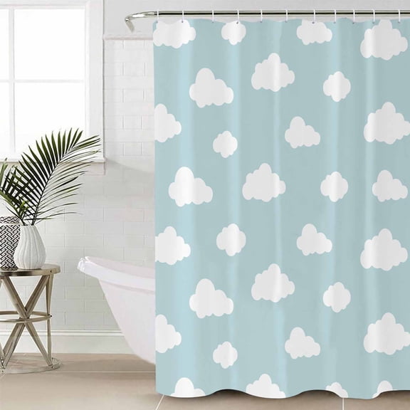 Shower Curtain for Bathroom White Clouds Blue SkyWaterproof Bath Curtains Shower Curtains with Hooks,Watercolor Cartoon SkyBathroom Curtain Privacy Drapes for Bathtubs Toilet 36x72in