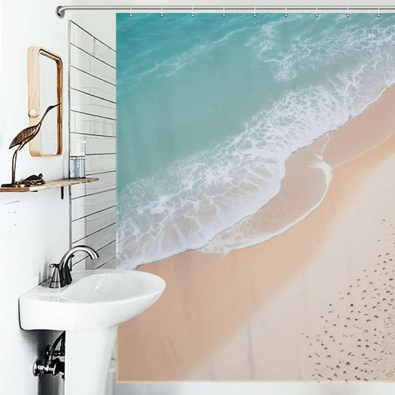 Shower Curtain Beach Wave Sand Print-2 Bathroom Waterproof Polyester Home Ration Curtain With Hook